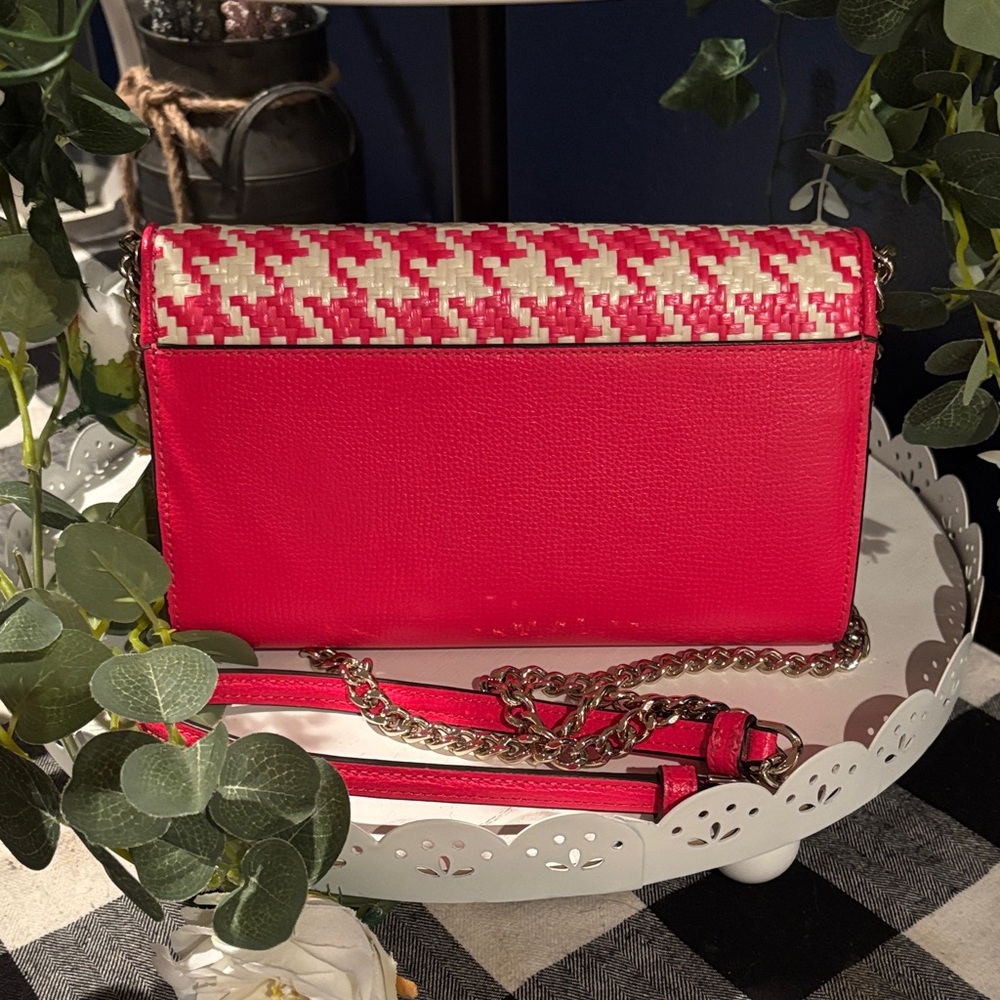 Kate Spade Pink and White Houndstooth Clutch - Picture 3 of 5